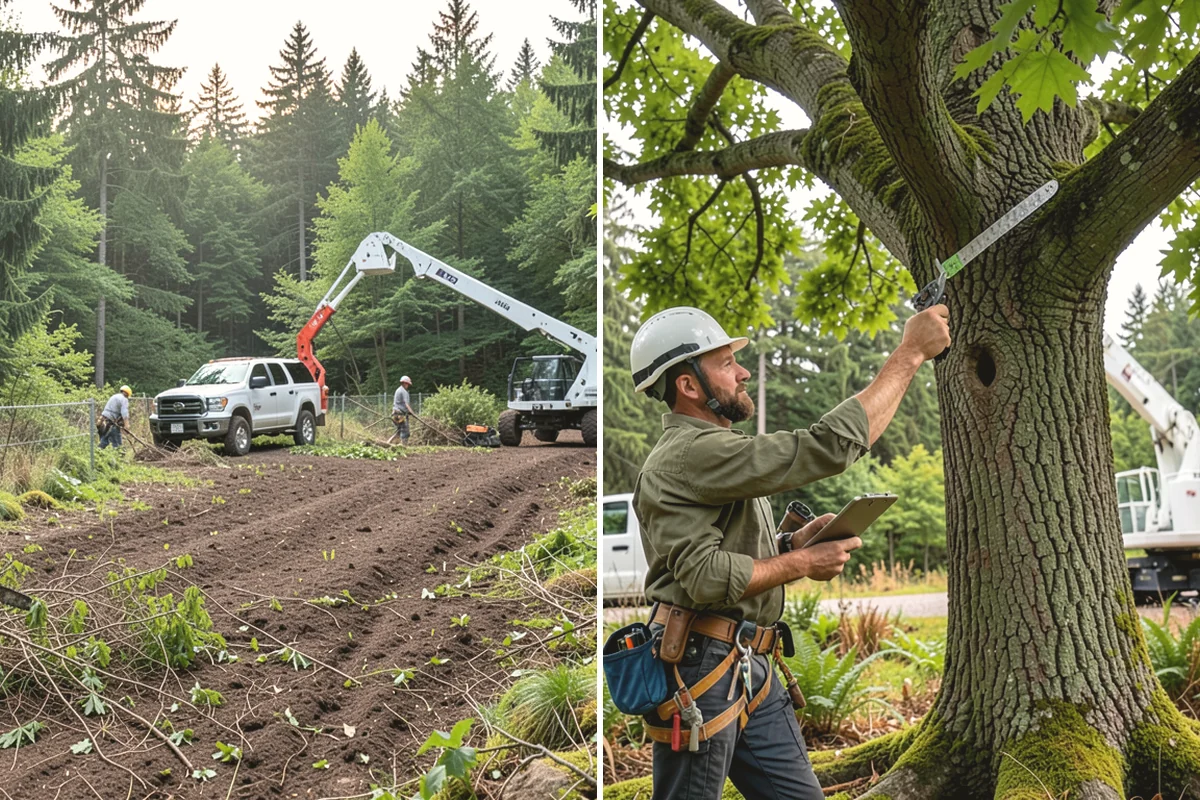 Utility line clearance pruning in Anacortes, Skagit County, WA - Assess canopy condition and pruning objectives