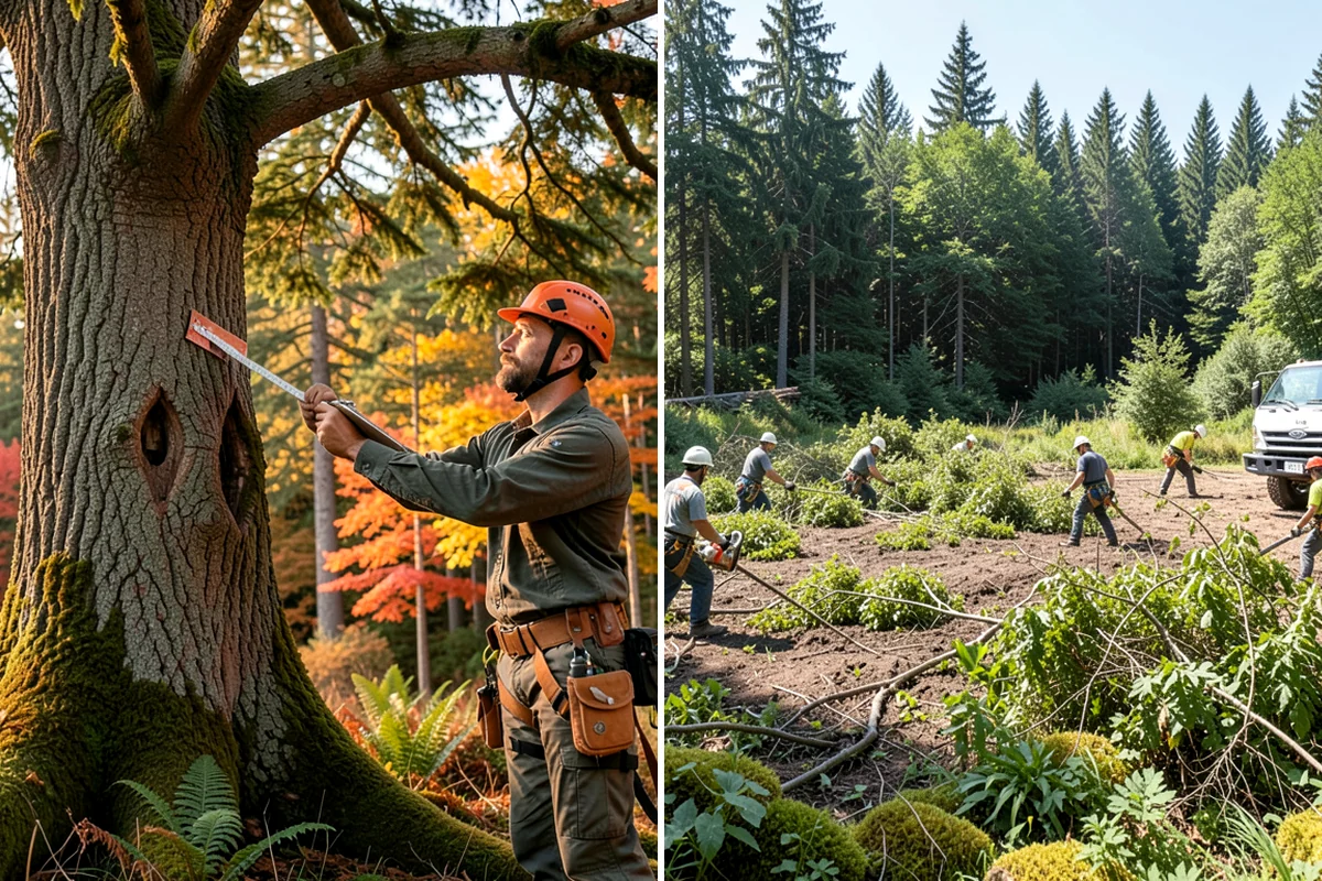 Utility line clearance pruning in Arlington, Snohomish County, WA - Assess canopy condition and pruning objectives