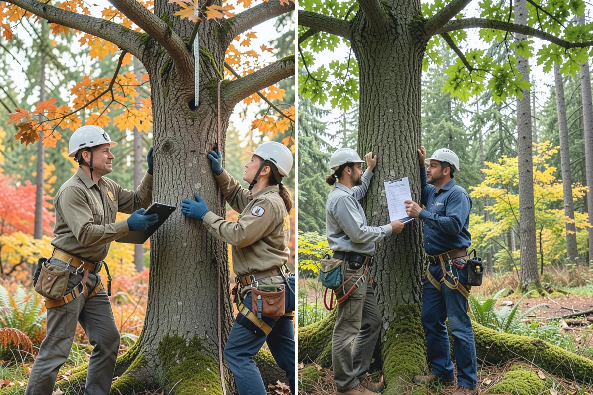 Utility line clearance pruning in Bonney Lake, Pierce County, WA - Assess canopy condition and pruning objectives