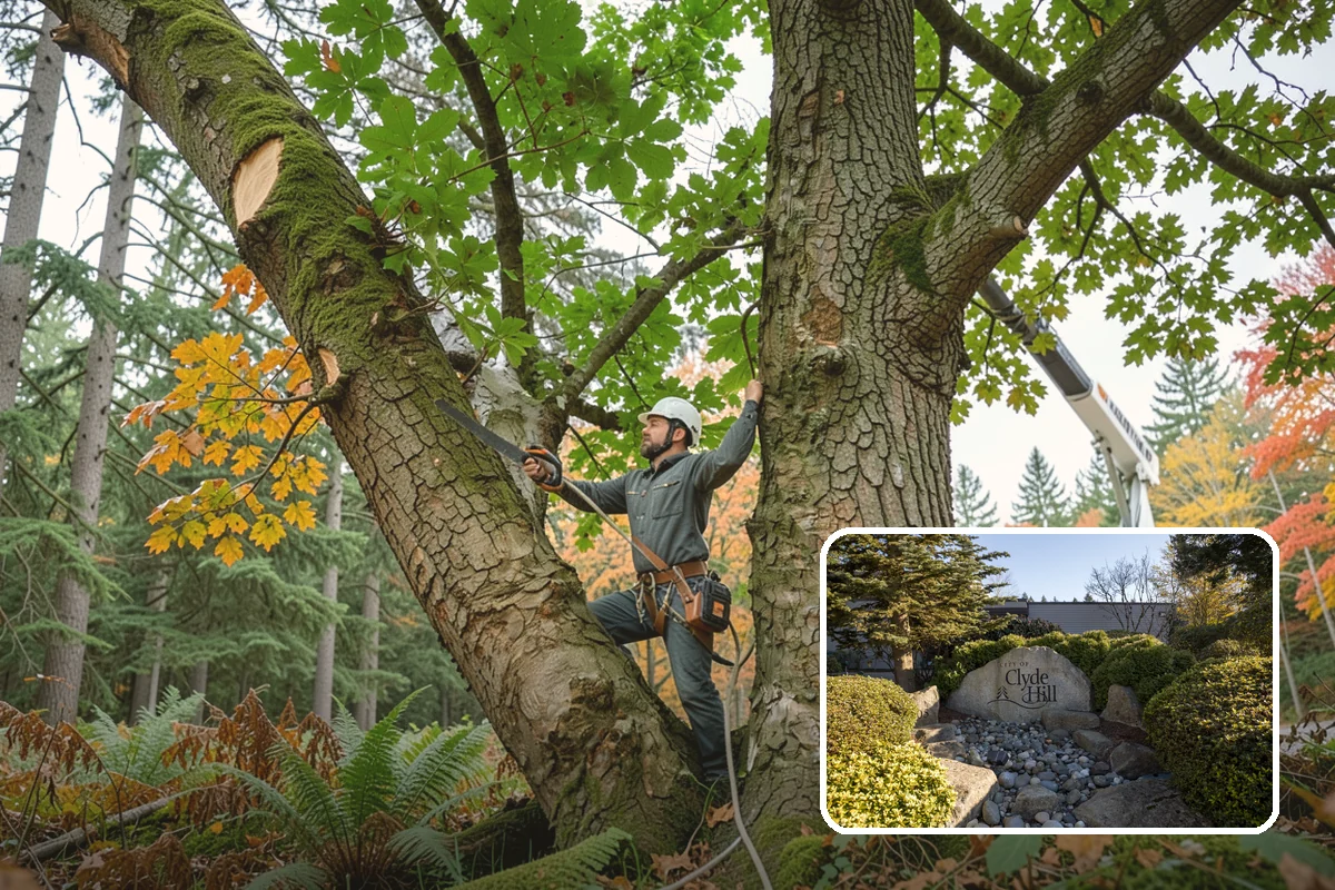 Utility line clearance pruning in Clyde Hill, King County, WA - Improves tree structure, health, and appearance