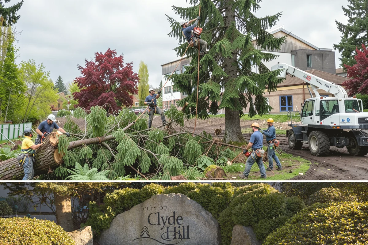 Utility line clearance pruning in Clyde Hill, King County, WA - Work should follow recognized arboricultural standards matched to specific species timing sensitivities within the Puget Sound...