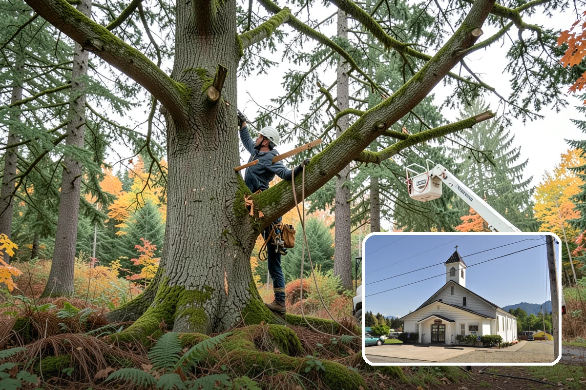 Utility line clearance pruning in Concrete, Skagit County, WA - Improves tree structure, health, and appearance