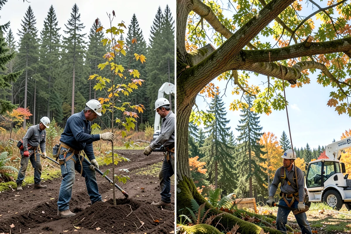 Utility line clearance pruning in Enumclaw, King County, WA - Assess canopy condition and pruning objectives