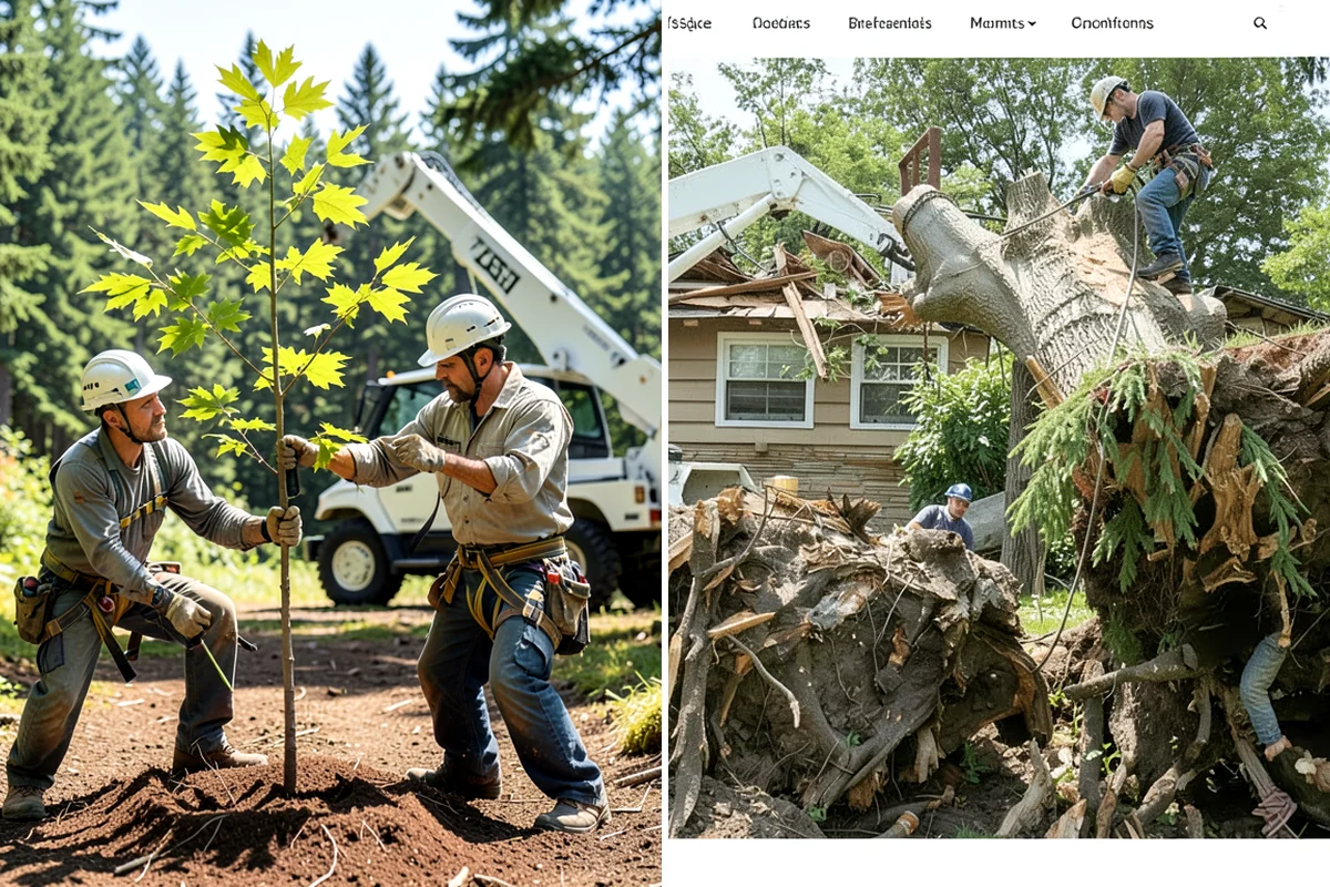 Utility line clearance pruning in Everett, Snohomish County, WA - Assess canopy condition and pruning objectives