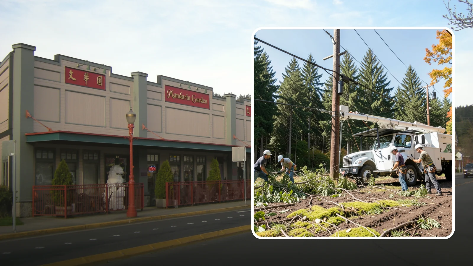 Utility line clearance pruning in Issaquah, King County, WA - Pruning to maintain safe clearance between trees and utility lines.
