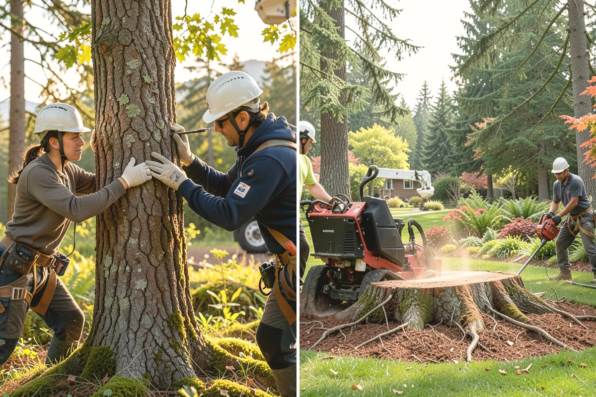 Utility line clearance pruning in La Conner, Skagit County, WA - Assess canopy condition and pruning objectives