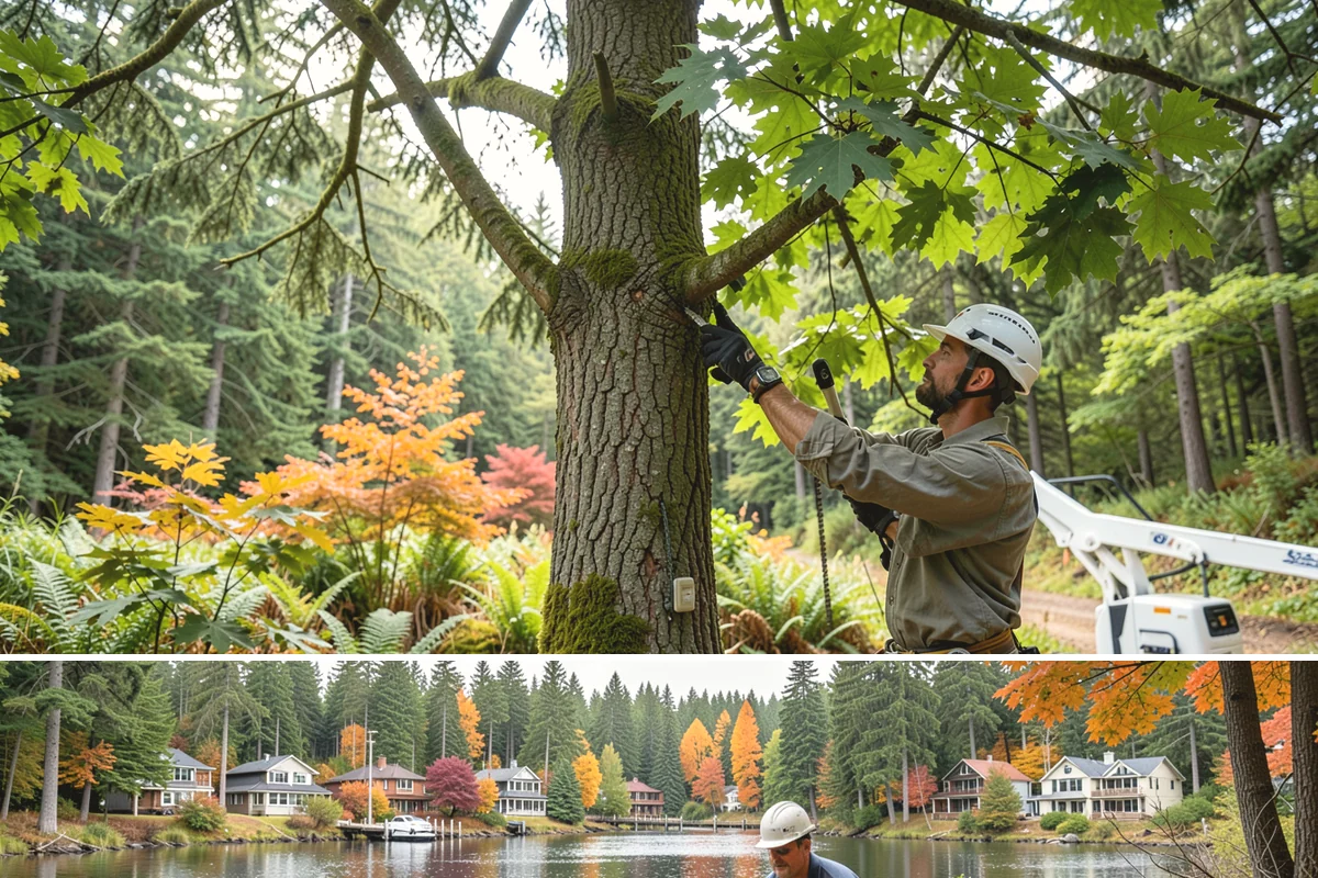 Utility line clearance pruning in La Conner, Skagit County, WA - Work should follow recognized arboricultural standards matched to specific species timing sensitivities within the Puget Sound...