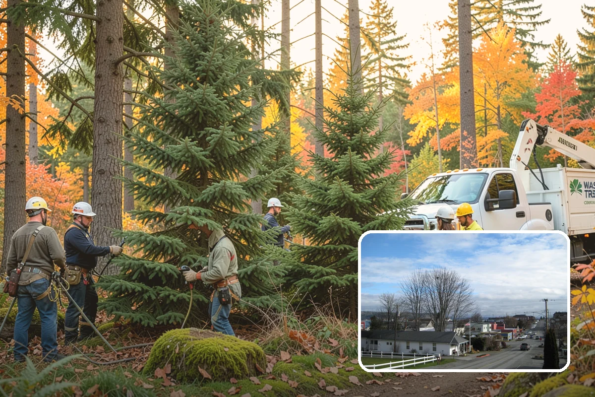 Utility line clearance pruning in Langley, Island County, WA - Improves tree structure, health, and appearance