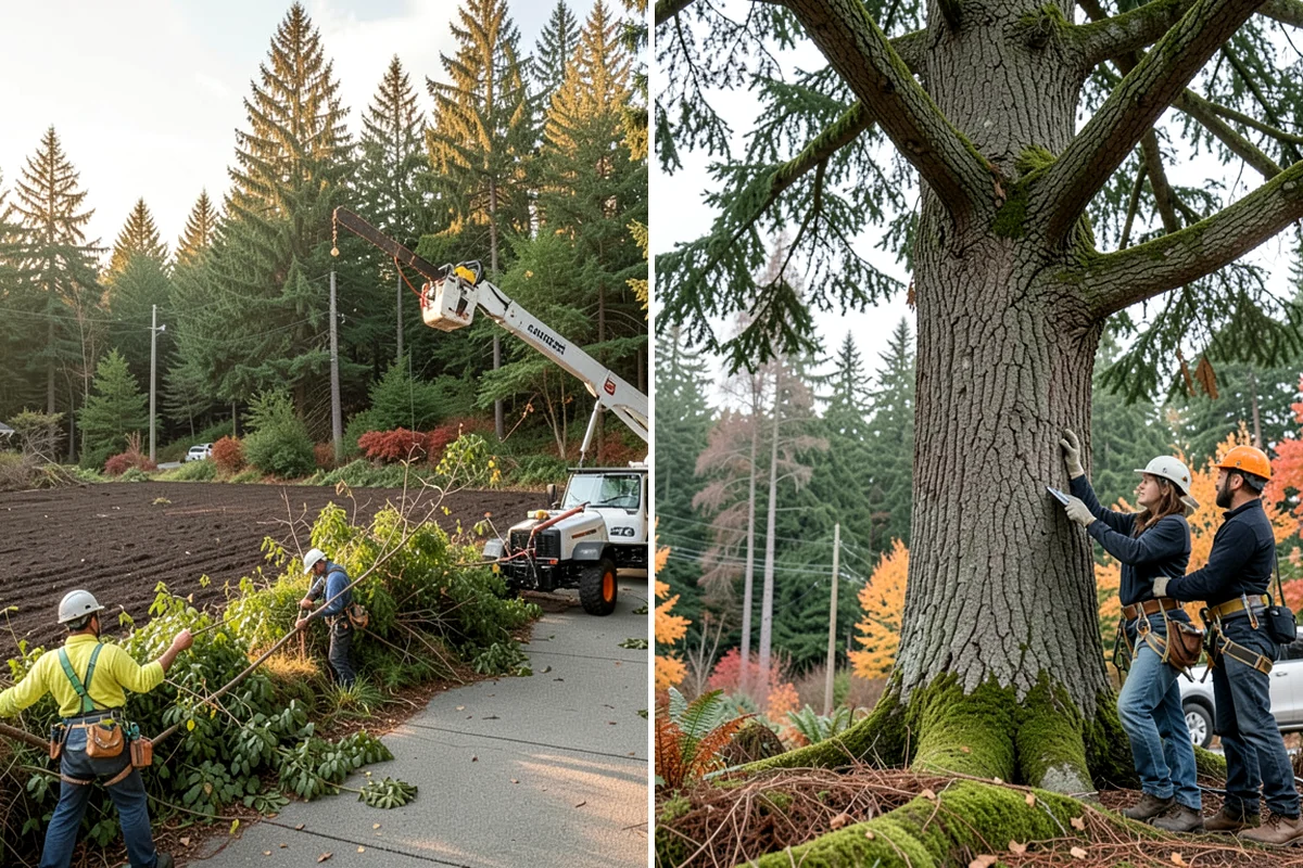 Utility line clearance pruning in Lyman, Skagit County, WA - Assess canopy condition and pruning objectives