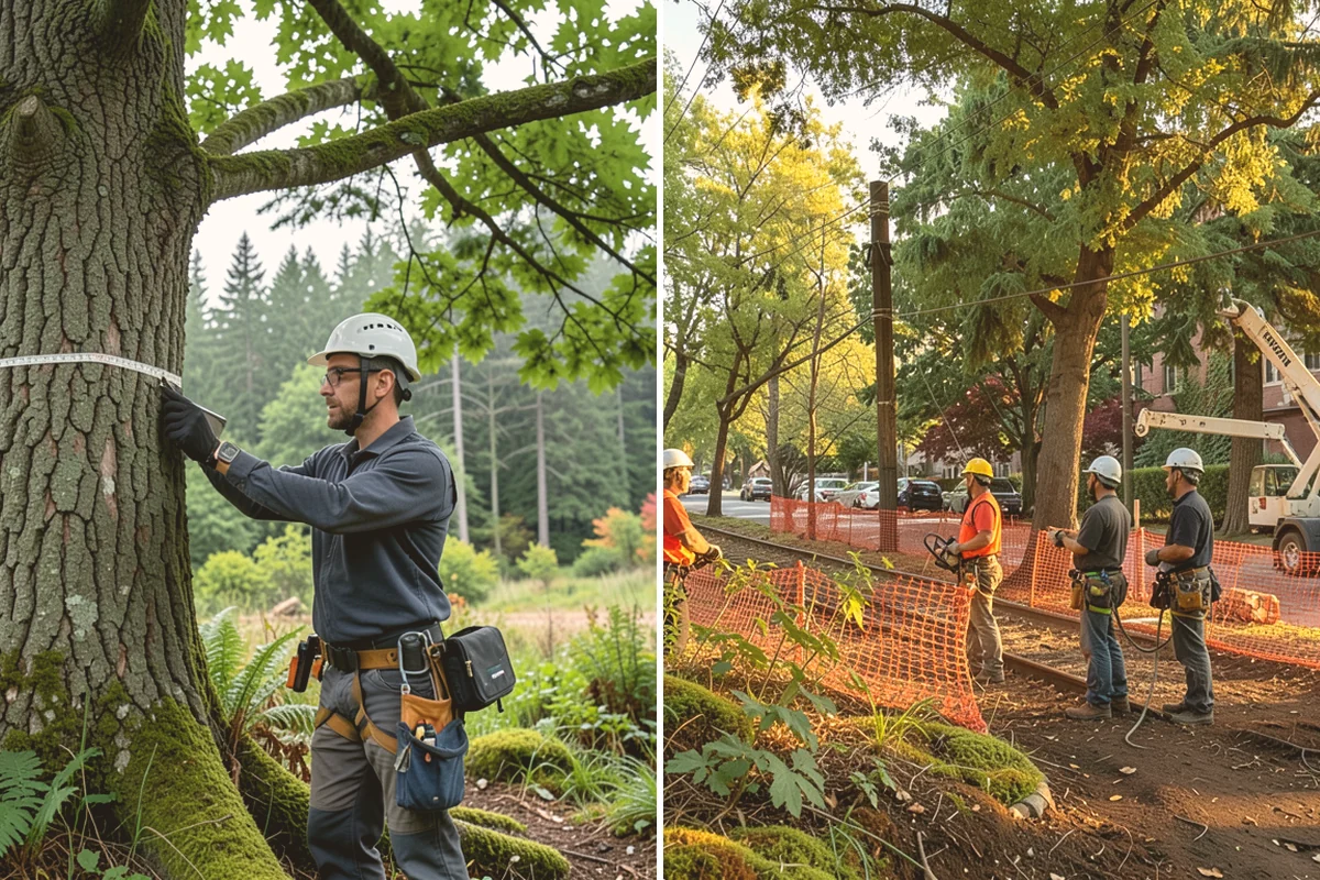 Utility line clearance pruning in Lynnwood, Snohomish County, WA - Assess canopy condition and pruning objectives