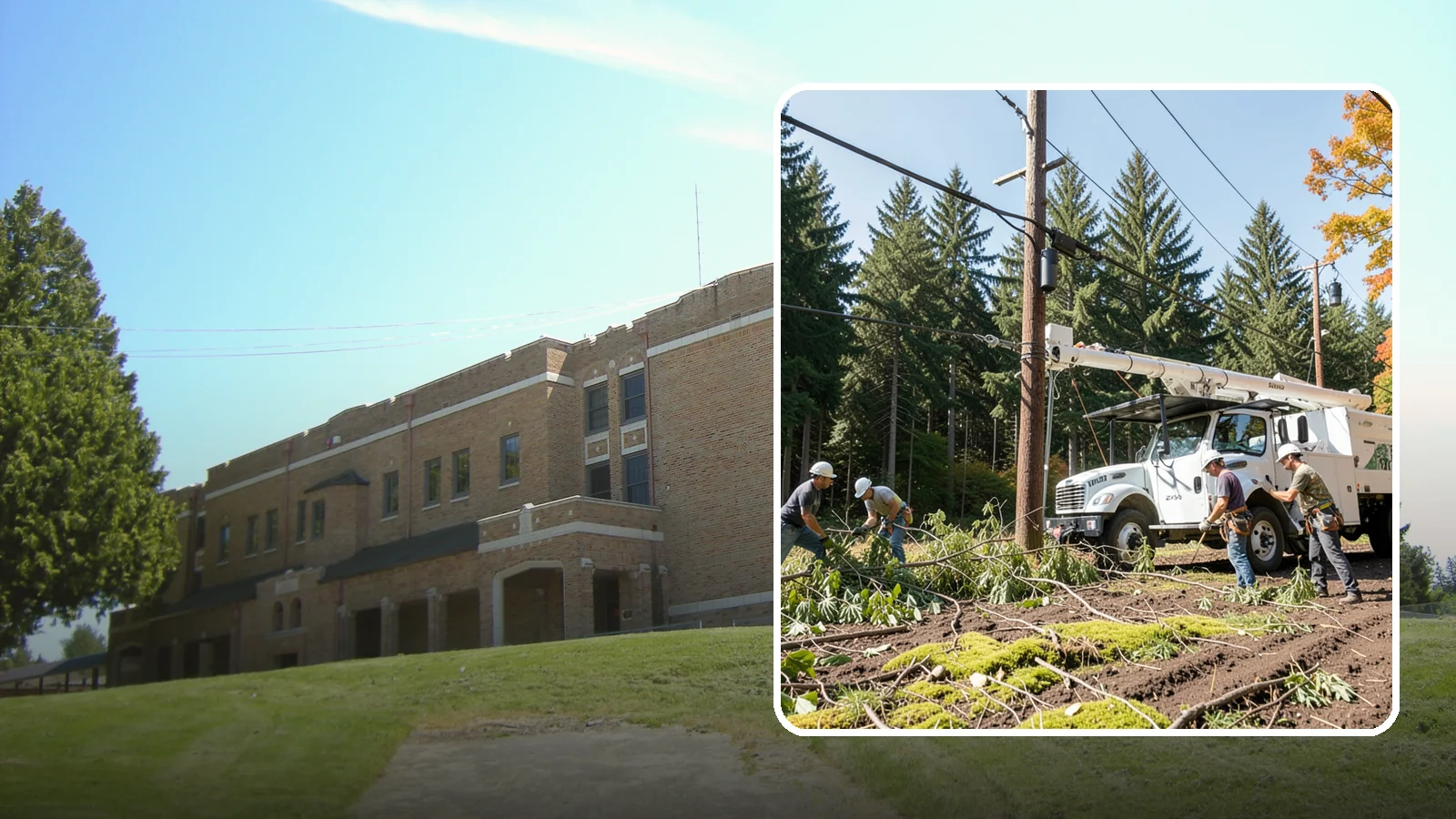 Utility line clearance pruning in Maple Valley, King County, WA - Pruning to maintain safe clearance between trees and utility lines.