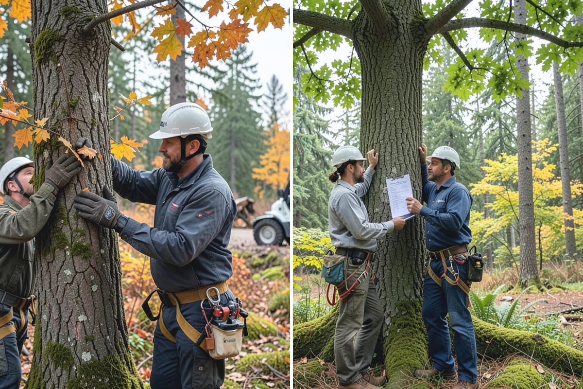 Utility line clearance pruning in Medina, King County, WA - Assess canopy condition and pruning objectives