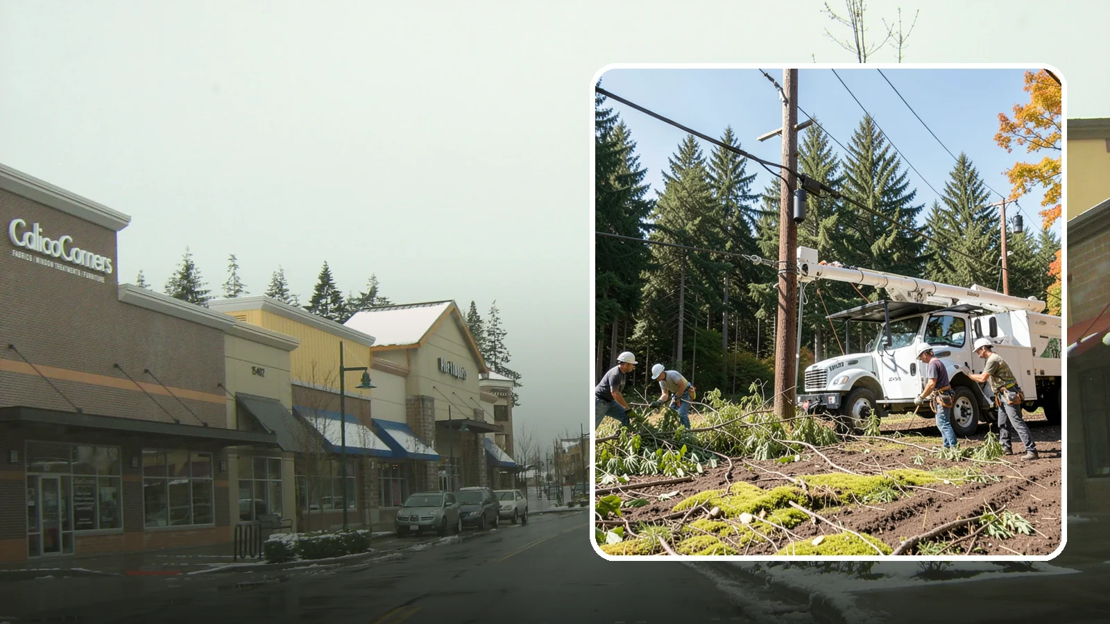 Utility line clearance pruning in Mill Creek, Snohomish County, WA - Pruning to maintain safe clearance between trees and utility lines.