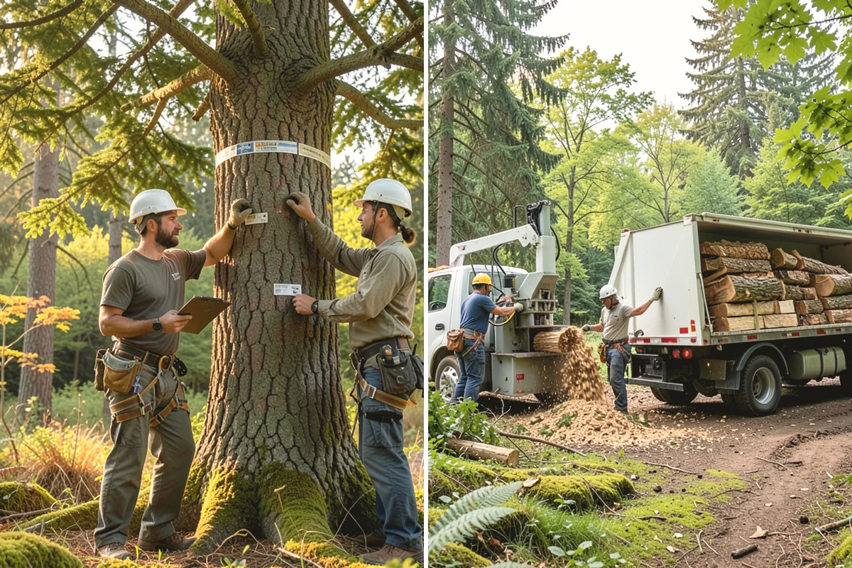 Utility line clearance pruning in Mountlake Terrace, Snohomish County, WA - Assess canopy condition and pruning objectives
