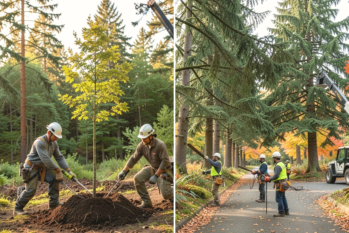 Utility line clearance pruning in Mukilteo, Snohomish County, WA - Assess canopy condition and pruning objectives