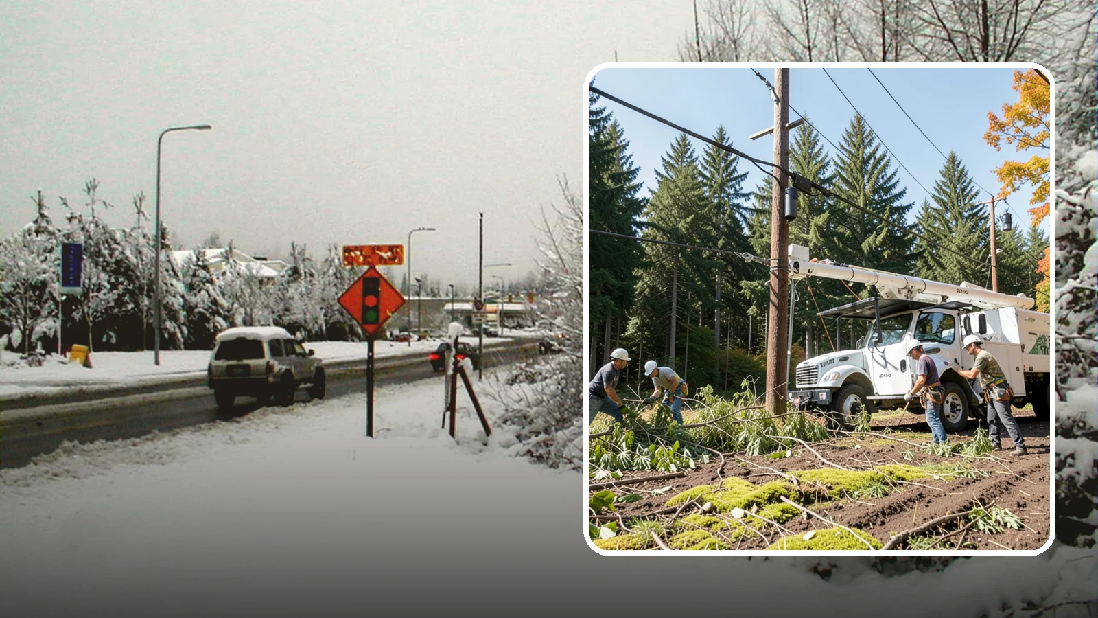 Utility line clearance pruning in Newcastle, King County, WA - Pruning to maintain safe clearance between trees and utility lines.