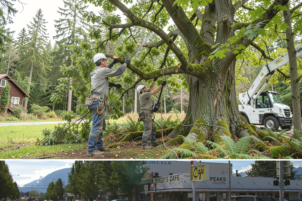 Utility line clearance pruning in North Bend, King County, WA - Work should follow recognized arboricultural standards matched to specific species timing sensitivities within the Puget Sound...