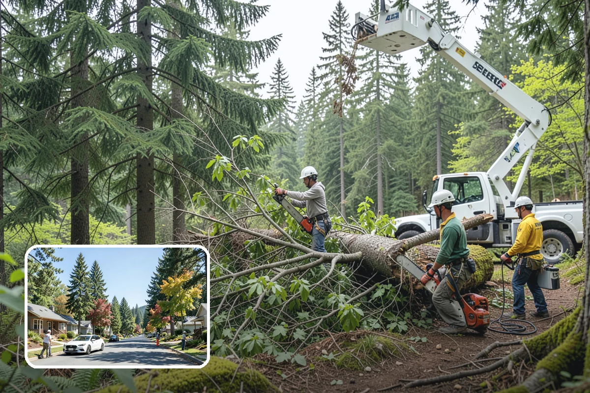 Utility line clearance pruning in Orting, Pierce County, WA - Improves tree structure, health, and appearance