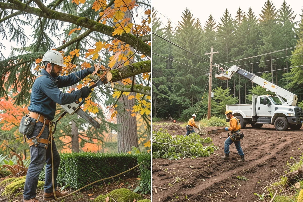Utility line clearance pruning in Orting, Pierce County, WA - Assess canopy condition and pruning objectives