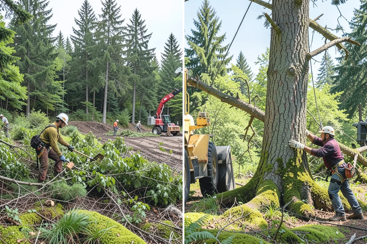 Utility line clearance pruning in Roy, Pierce County, WA - Assess canopy condition and pruning objectives