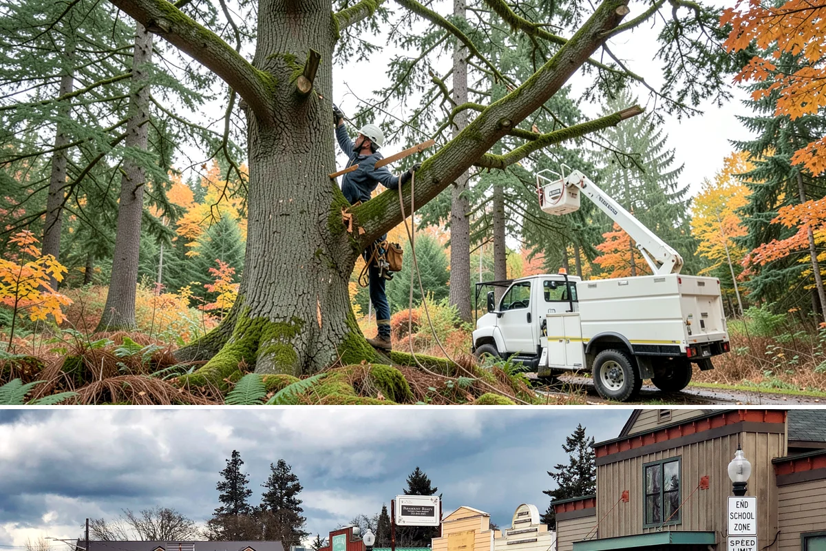 Utility line clearance pruning in Roy, Pierce County, WA - Work should follow recognized arboricultural standards matched to specific species timing sensitivities within the Puget Sound...