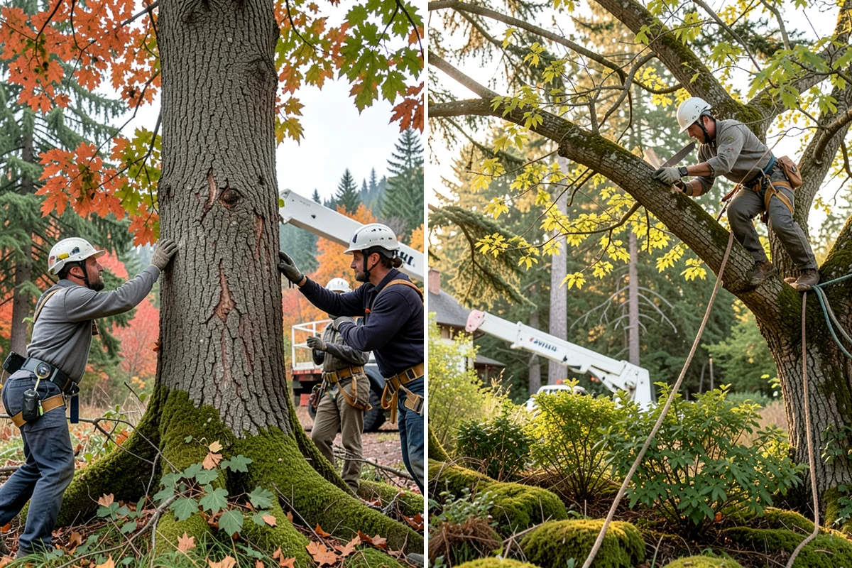 Utility line clearance pruning in Sedro-Woolley, Skagit County, WA - Assess canopy condition and pruning objectives