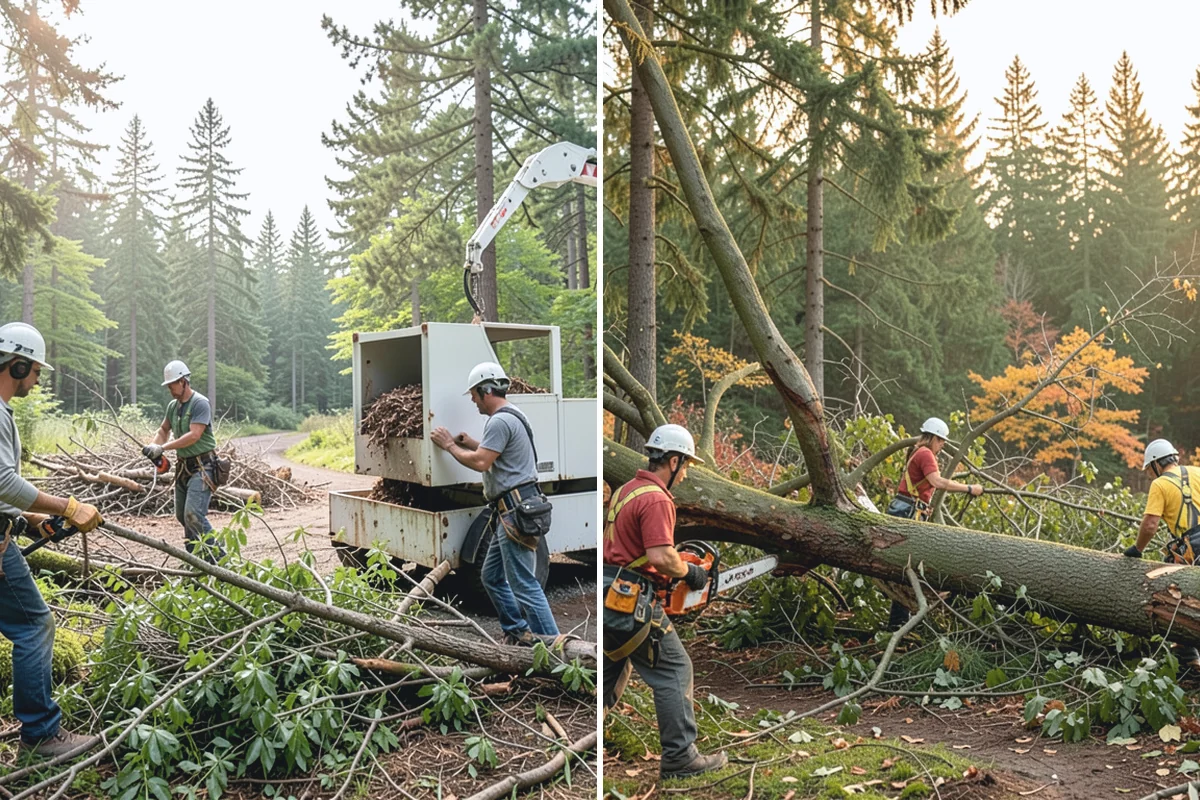 Utility line clearance pruning in South Prairie, Pierce County, WA - Assess canopy condition and pruning objectives