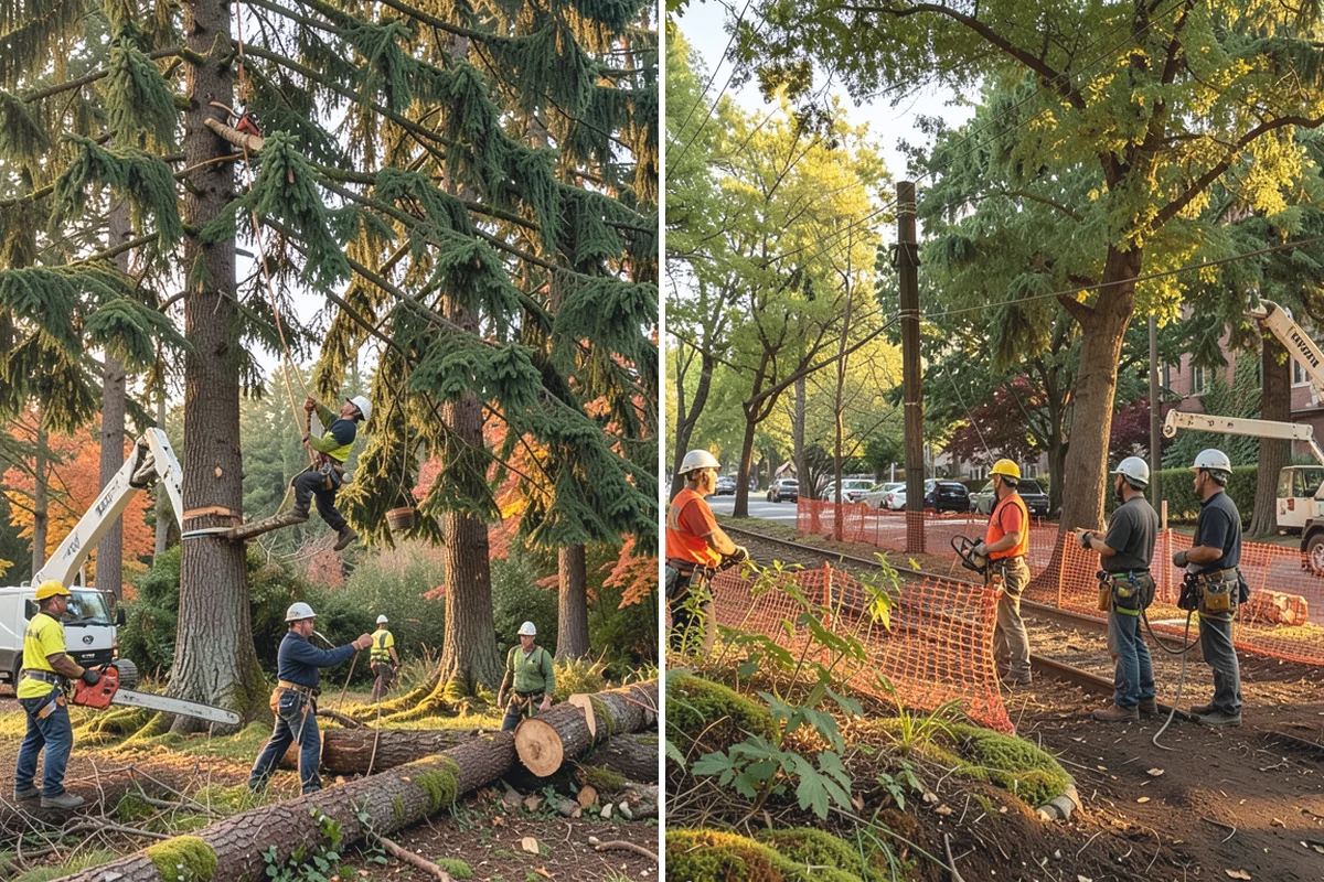 Utility line clearance pruning in Sumner, Pierce County, WA - Assess canopy condition and pruning objectives