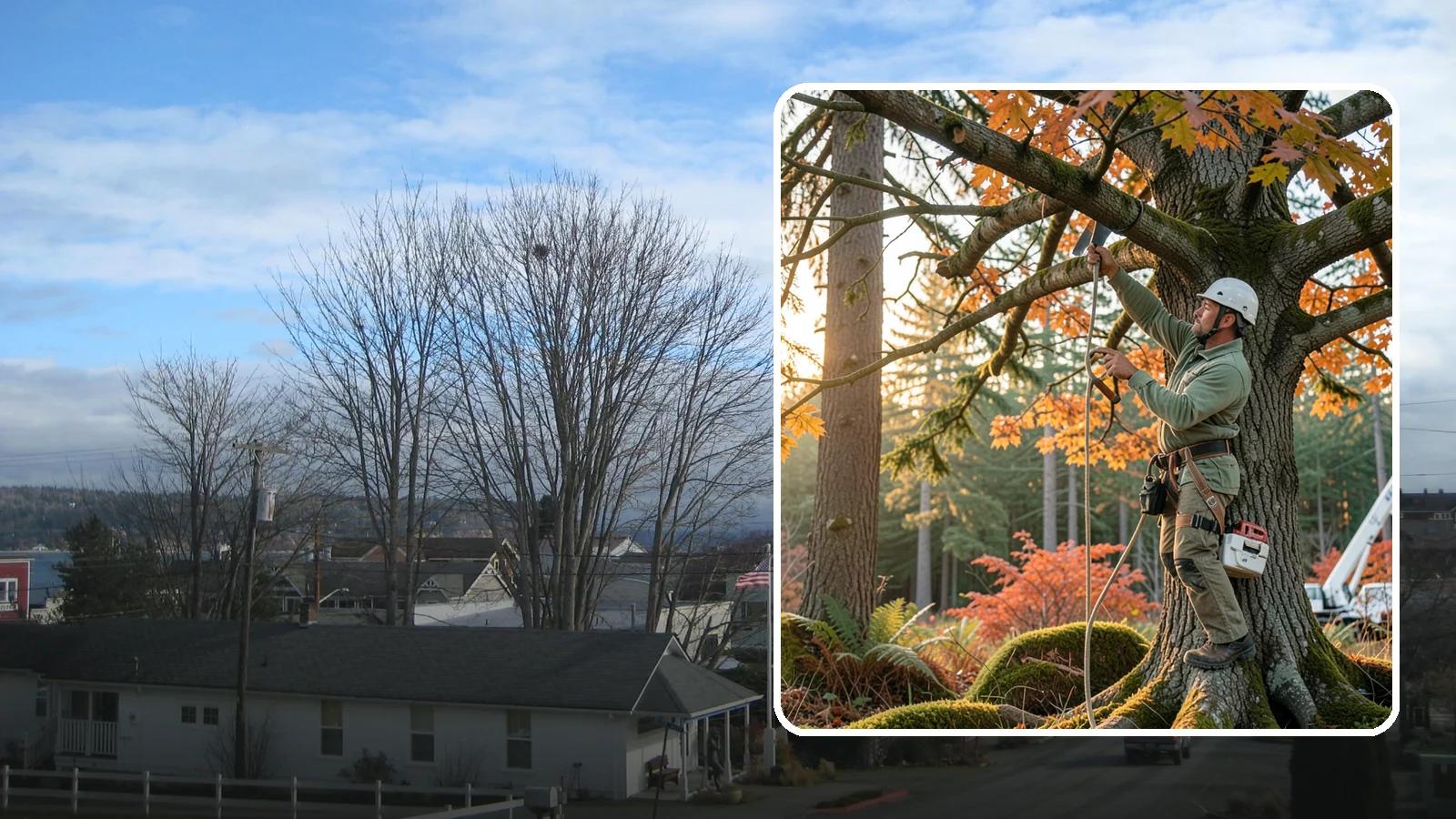 View Enhancement Pruning in Langley, Island County, WA - Selective pruning to open or improve a view while protecting tree health.