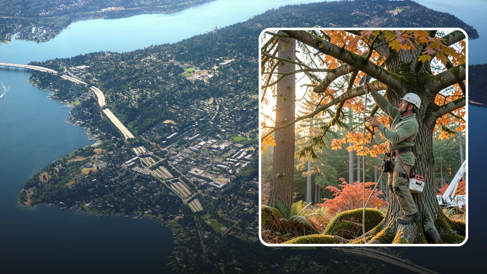 View Enhancement Pruning in Mercer Island, King County, WA - Selective pruning to open or improve a view while protecting tree health.