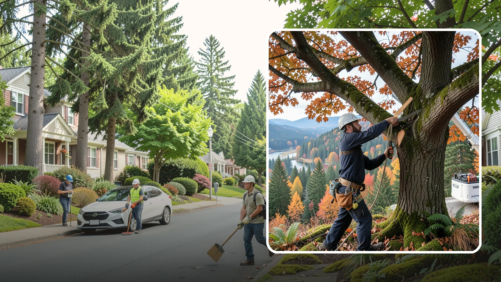Vista pruning in Beaux Arts Village, King County, WA - Selective pruning to open or improve a view.
