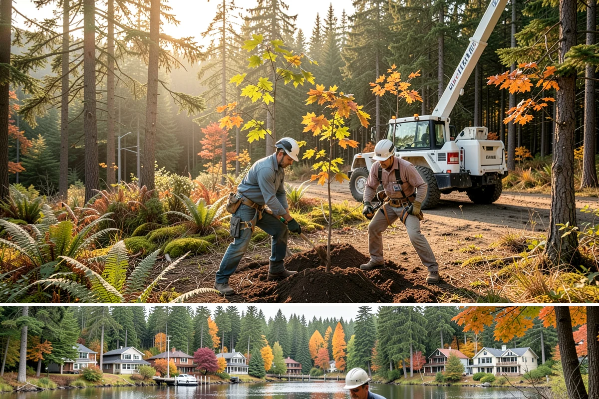 Vista pruning in La Conner, Skagit County, WA - Work timing follows recognized arboricultural standards matched to specific tree species and seasonal conditions in the Puget...
