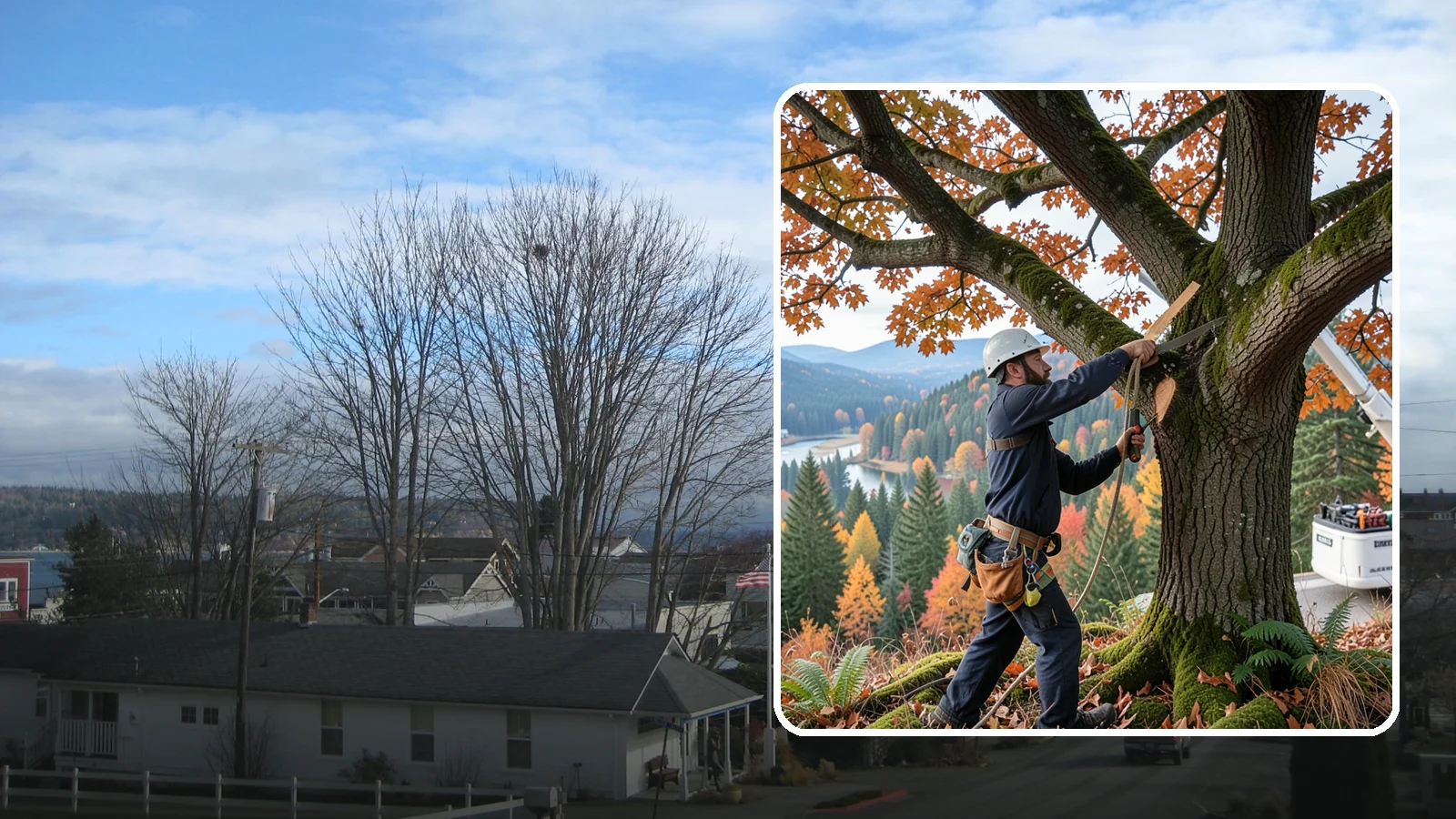 Vista pruning in Langley, Island County, WA - Selective pruning to open or improve a view.