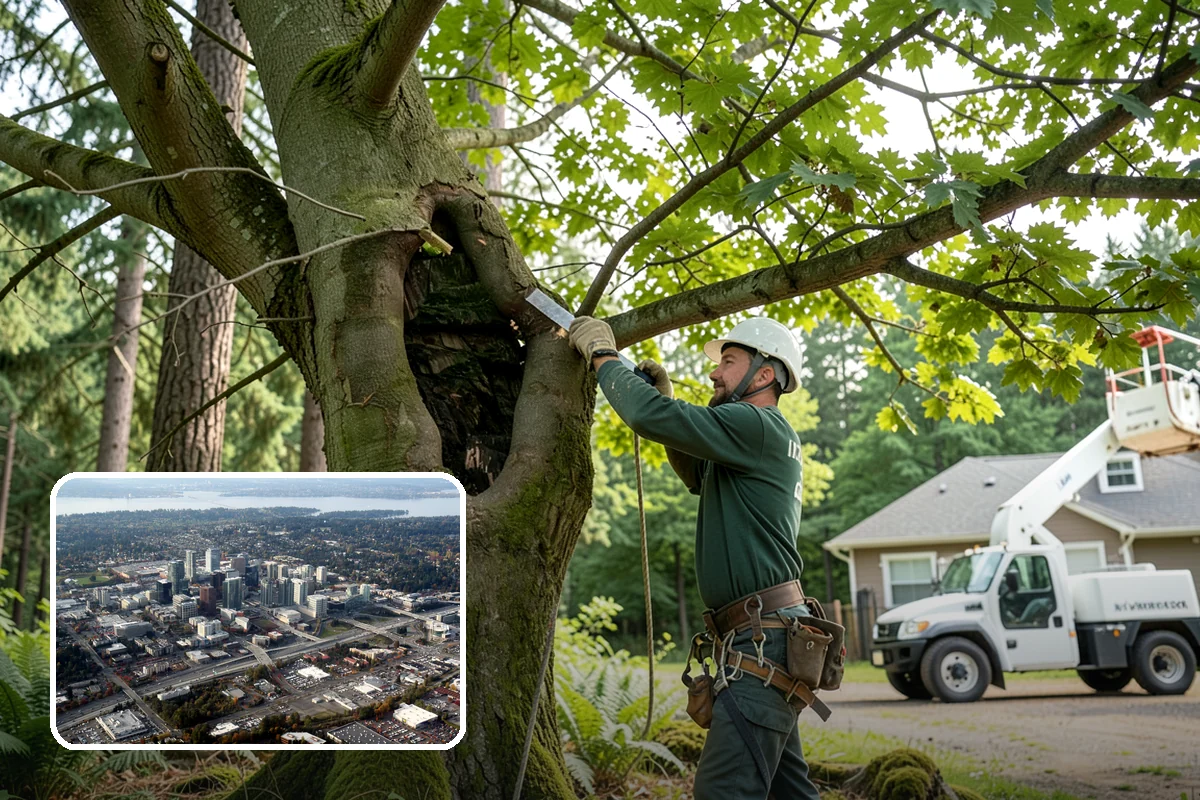 Weight reduction pruning in Bellevue, King County, WA - Improves tree structure, health, and appearance