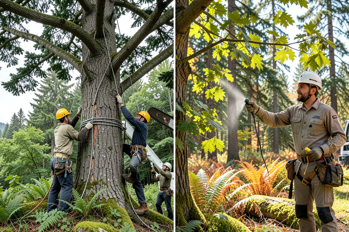 Weight reduction pruning in Clyde Hill, King County, WA - Assess canopy condition and pruning objectives