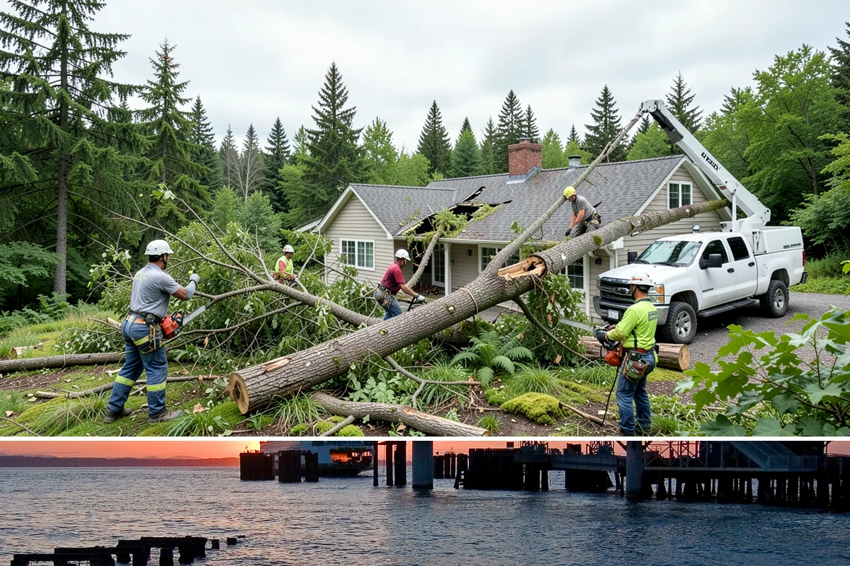 Weight reduction pruning in Edmonds, Snohomish County, WA - Work should be scheduled during dormant seasons to avoid interfering with flowering or fruiting cycles specific to local tree...