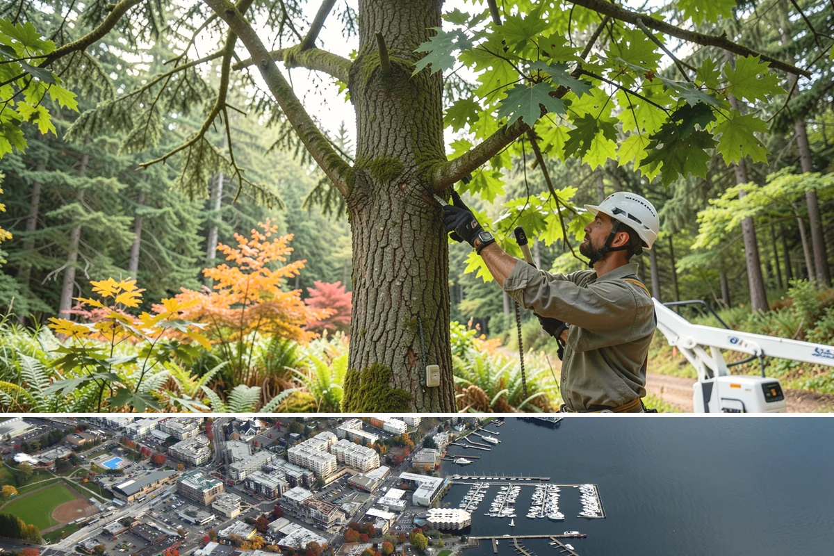 Weight reduction pruning in Kirkland, King County, WA - Work should be scheduled during dormant seasons to avoid interfering with flowering or fruiting cycles specific to local tree...