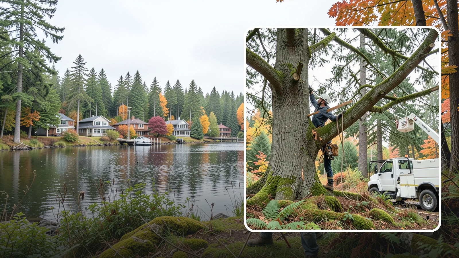 Weight reduction pruning in La Conner, Skagit County, WA - The reduction of weight on long or heavy limbs.