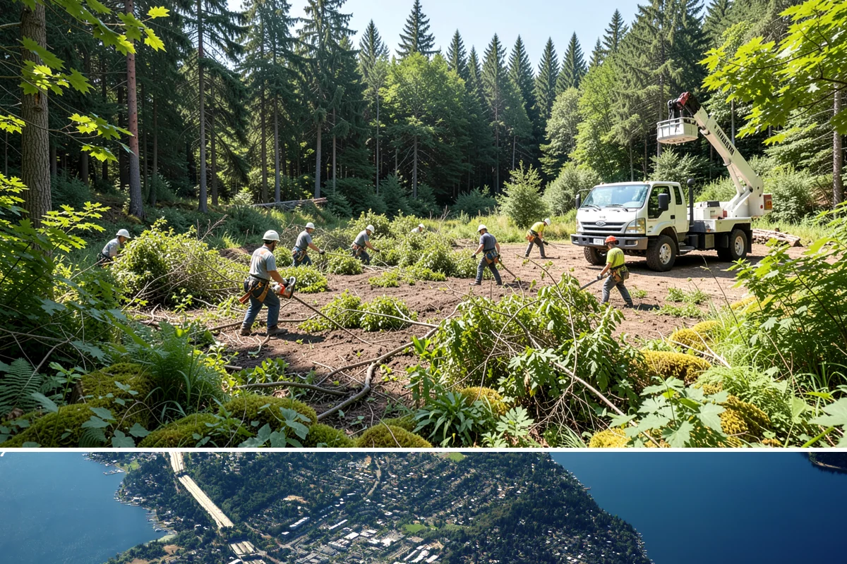 Weight reduction pruning in Mercer Island, King County, WA - Work should be scheduled during dormant seasons to avoid interfering with flowering or fruiting cycles specific to local tree...