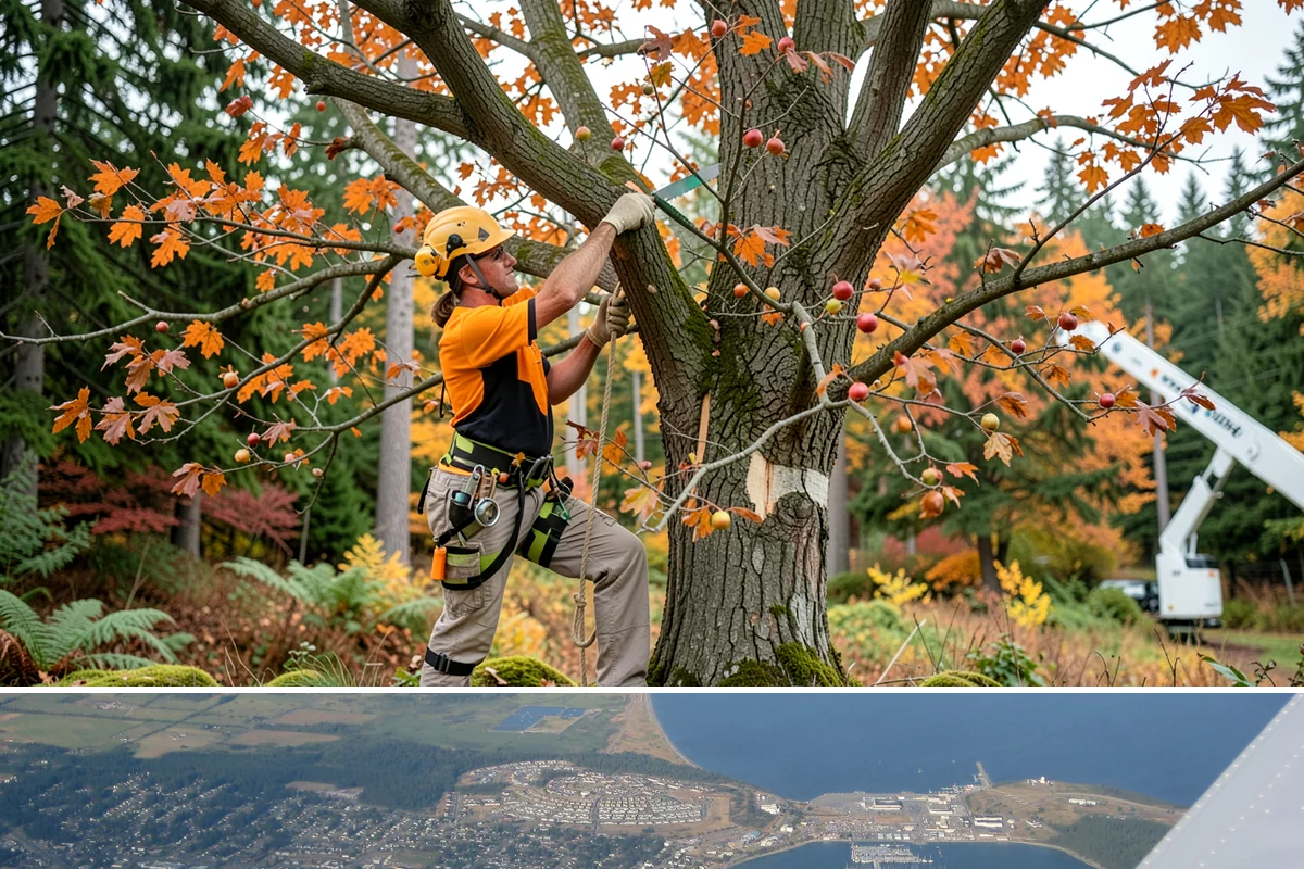 Weight reduction pruning in Oak Harbor, Island County, WA - Work should be scheduled during dormant seasons to avoid interfering with flowering or fruiting cycles specific to local tree...