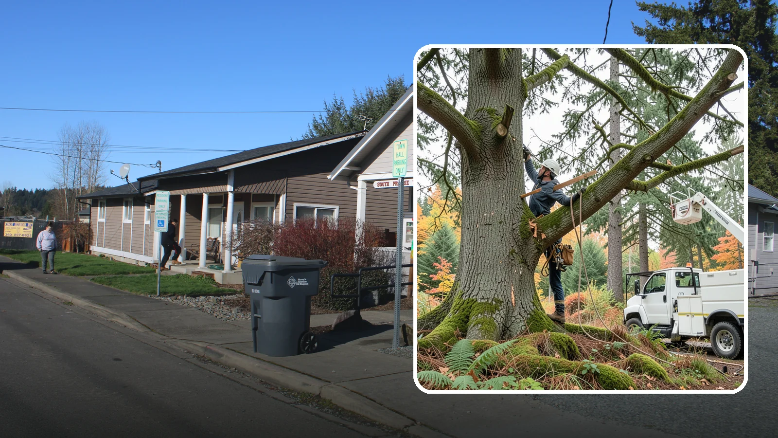 Weight reduction pruning in South Prairie, Pierce County, WA - The reduction of weight on long or heavy limbs.