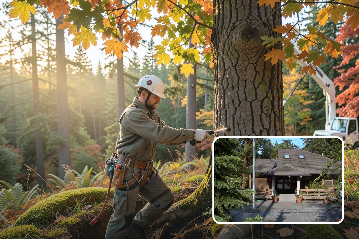 Weight reduction pruning in Yarrow Point, King County, WA - Improves tree structure, health, and appearance