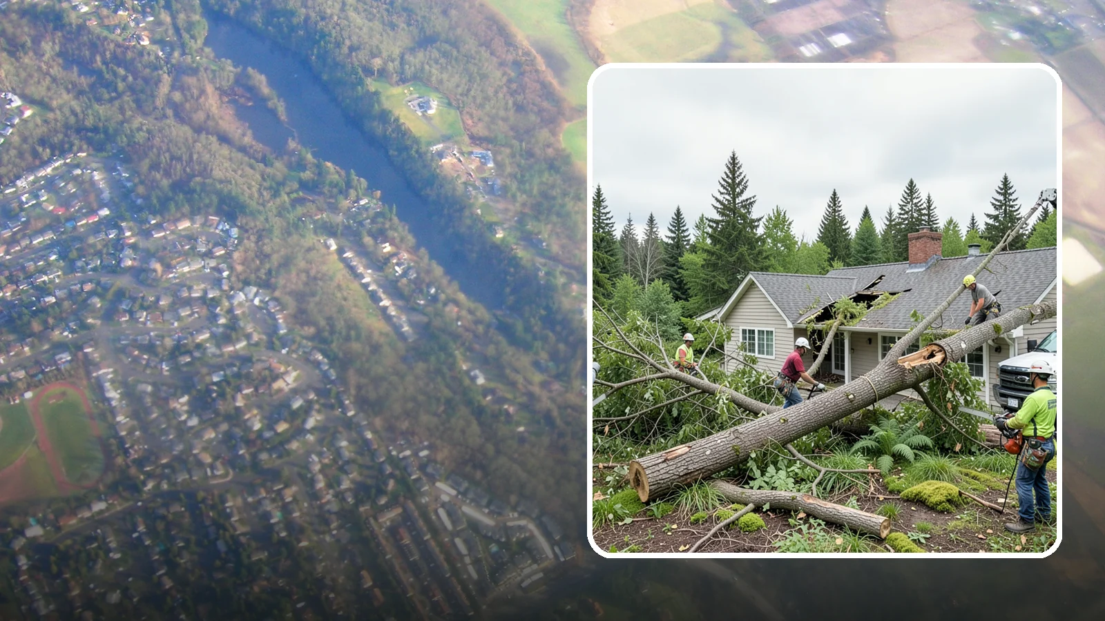 Wind damage cleanup in Algona, King County, WA - Cleanup and make-safe work after wind damage.