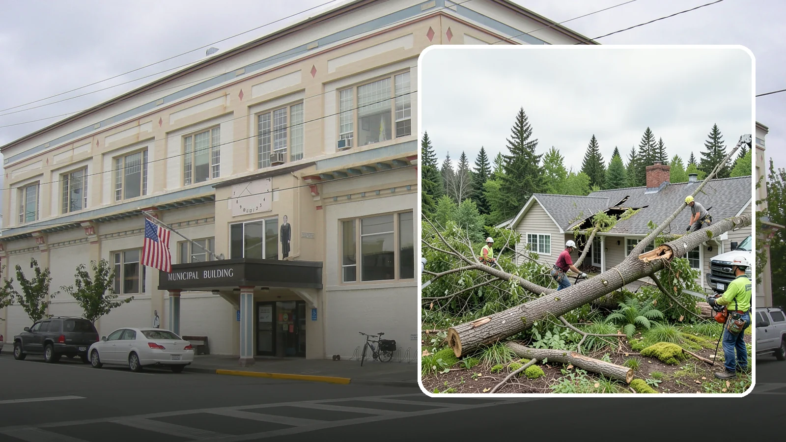 Wind damage cleanup in Anacortes, Skagit County, WA - Cleanup and make-safe work after wind damage.