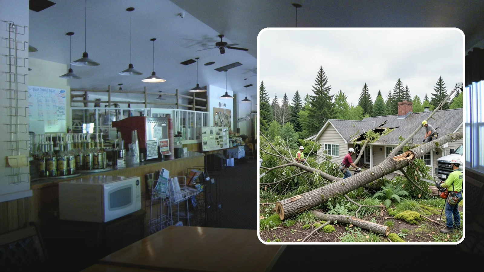 Wind damage cleanup in Black Diamond, King County, WA - Cleanup and make-safe work after wind damage.