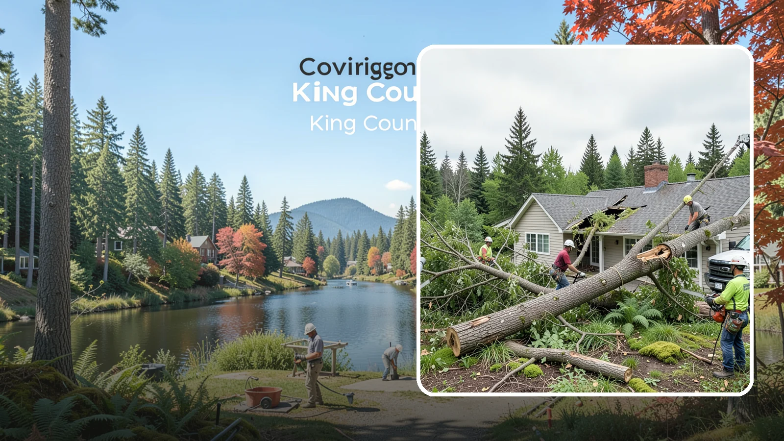 Wind damage cleanup in Covington, King County, WA - Cleanup and make-safe work after wind damage.