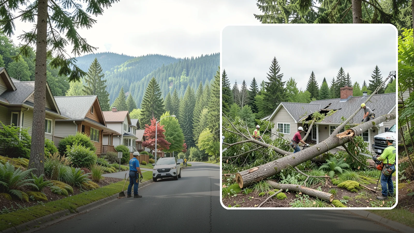 Wind damage cleanup in Darrington, Snohomish County, WA - Cleanup and make-safe work after wind damage.