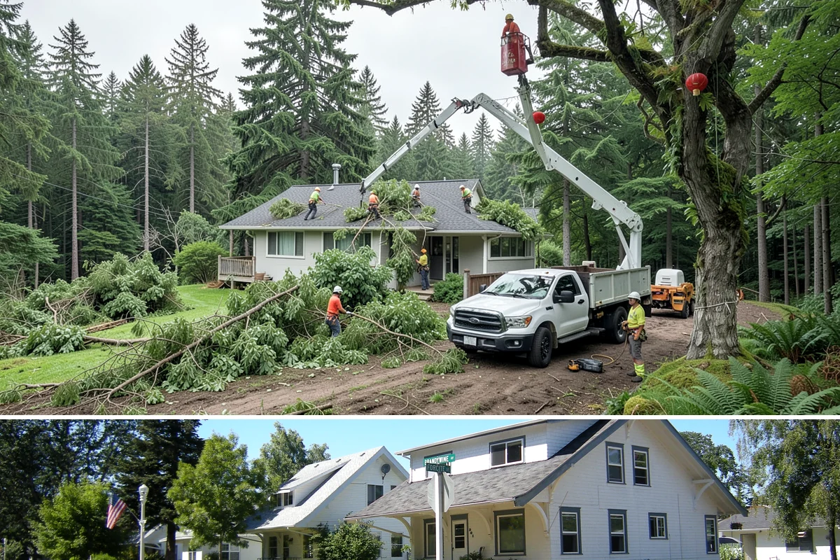 Wind damage cleanup in DuPont, Pierce County, WA - This service is performed year-round in response to high winds but requires extra caution during wet winter months when ground...