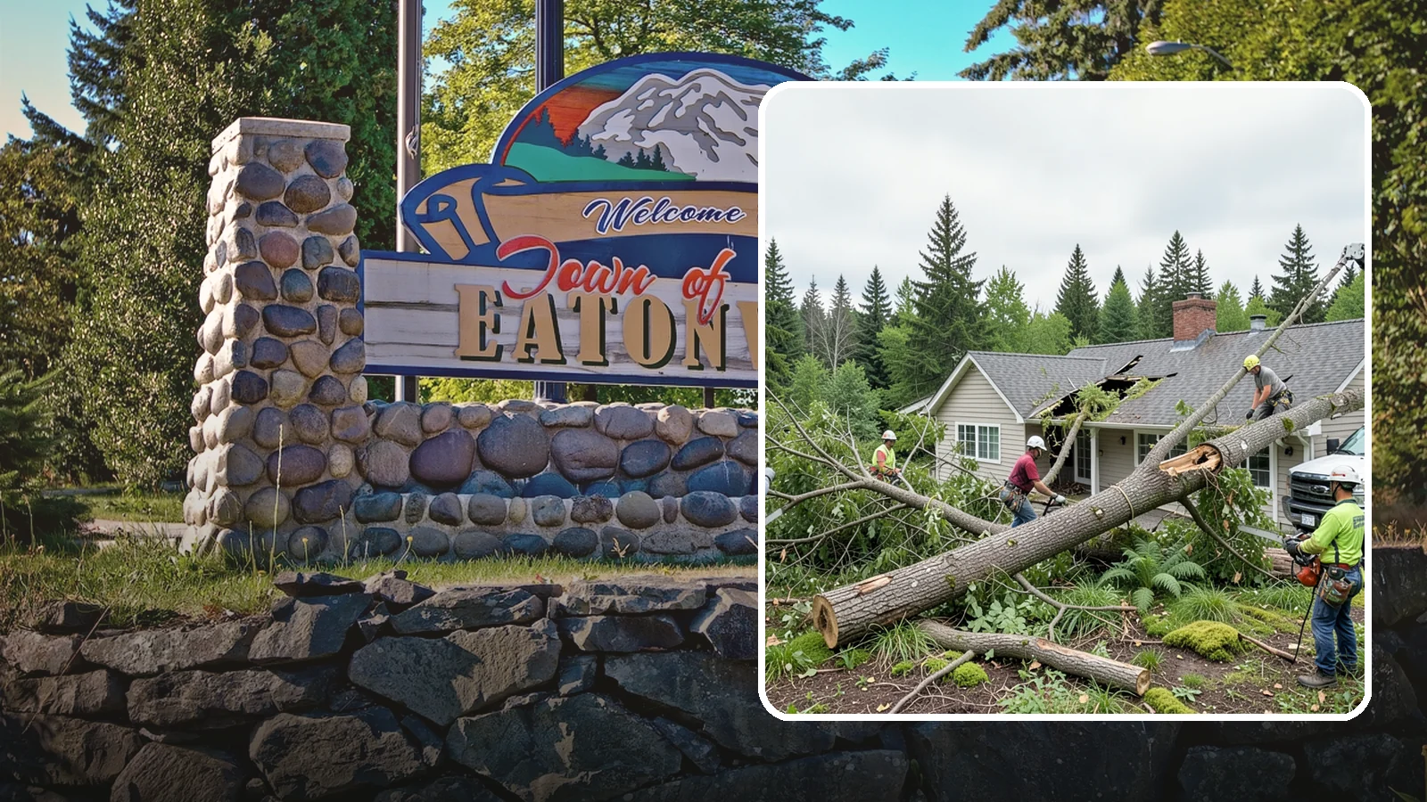 Wind damage cleanup in Eatonville, Pierce County, WA - Cleanup and make-safe work after wind damage.