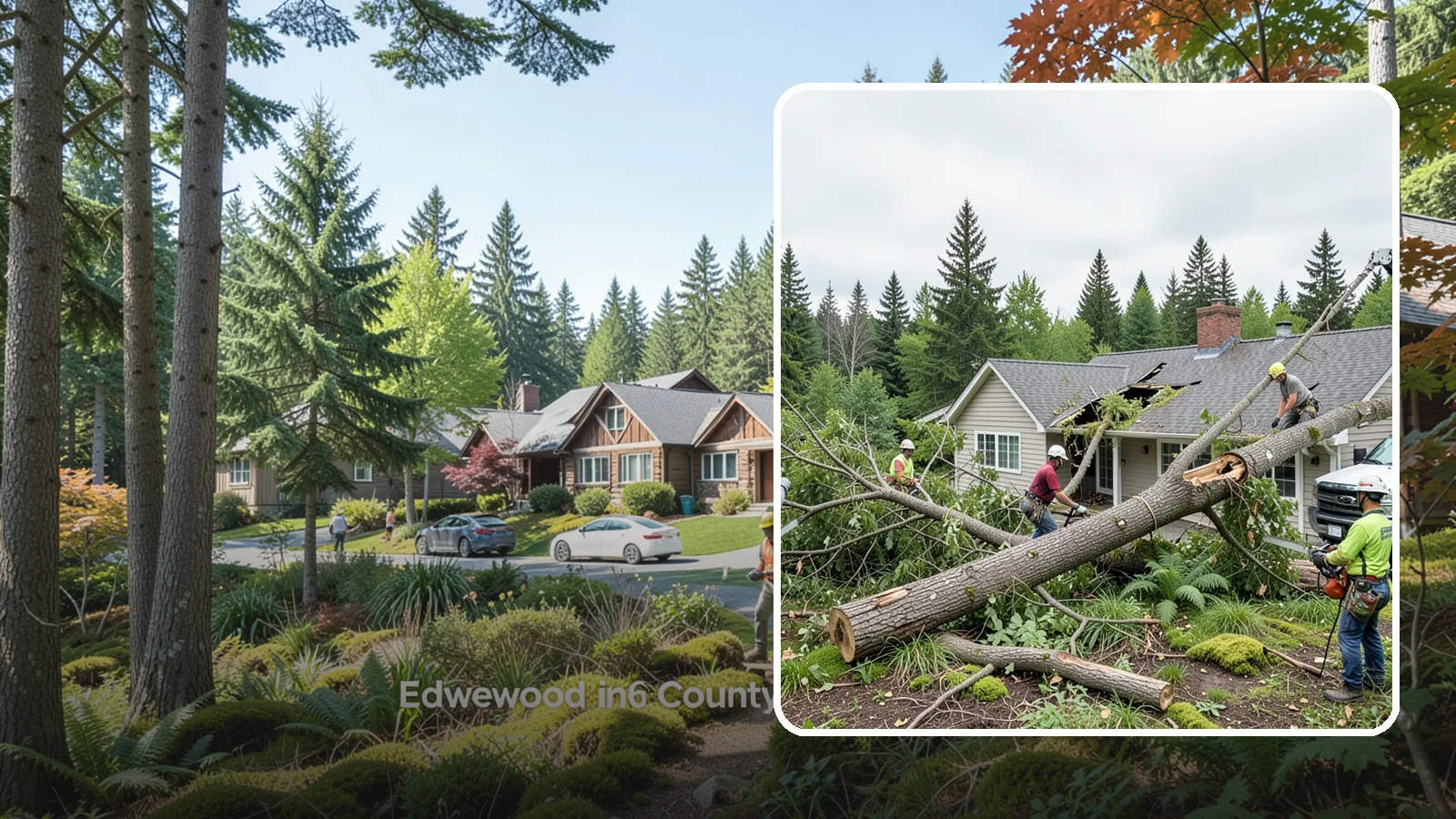 Wind damage cleanup in Edgewood, Pierce County, WA - Cleanup and make-safe work after wind damage.